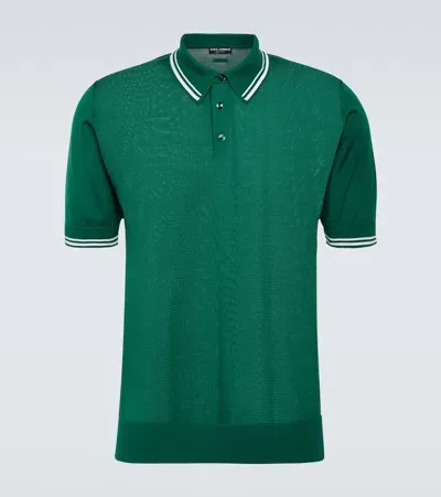 Dolce & Gabbana Silk Polo Shirt In Green