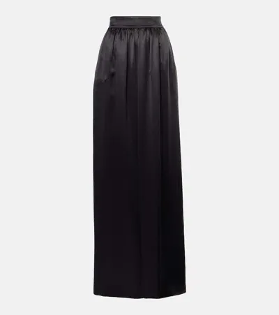 Dolce & Gabbana Silk Satin Maxi Skirt In Black