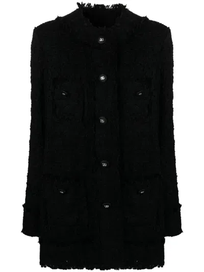 Dolce & Gabbana Single-breasted Tweed Jacket In Black