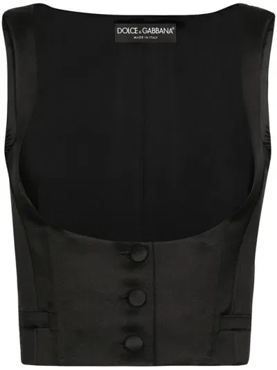 Dolce & Gabbana Double-breasted Scoop Neck Waistcoat In Multicolor