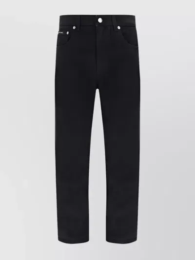 Dolce & Gabbana Straight Cotton Denim Pants With Back Pockets In Black