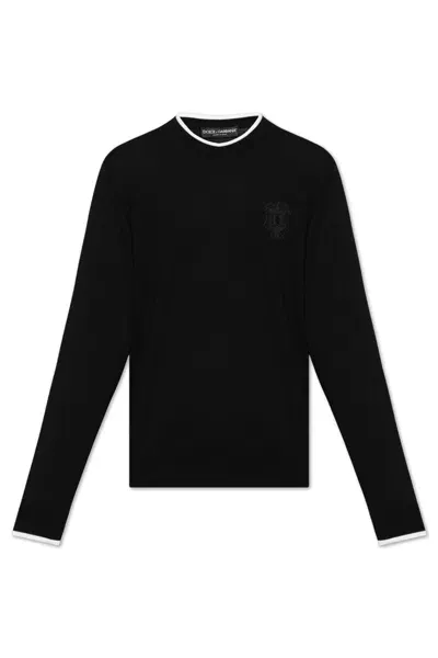 Dolce & Gabbana Sweater With Logo In Nero