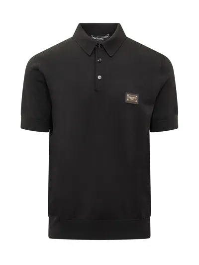 Dolce & Gabbana Cotton-piqué Polo Shirt In Black