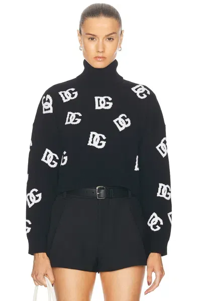 Dolce & Gabbana Turtleneck Sweater In Black & White