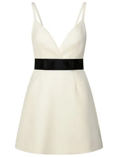 Dolce & Gabbana White Layered Mini Dress In Wool Blend Woman