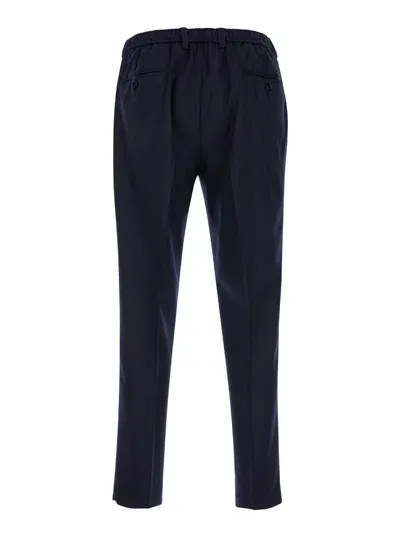 Dolce & Gabbana Blue High Waist Pants In Wool Man