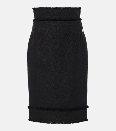 Dolce & Gabbana Wool-blend Tweed Pencil Skirt In Black