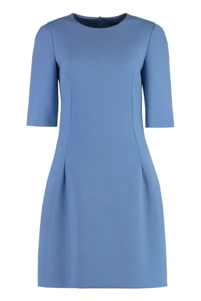 Dolce & Gabbana Wool Crepe Dress In Blue