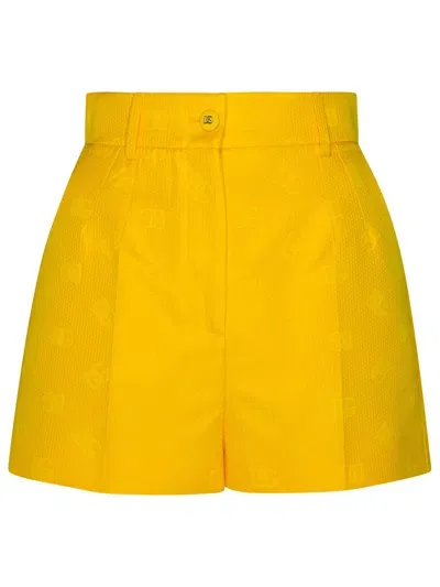 Dolce & Gabbana Yellow Cotton Blend Shorts In Giallo