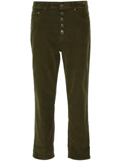 Dondup Tapered Cropped Corduroy Trousers In Blue