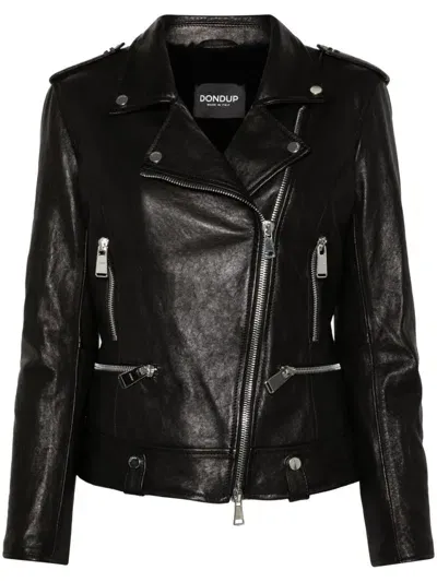 Dondup Leather Jacket In Schwarz