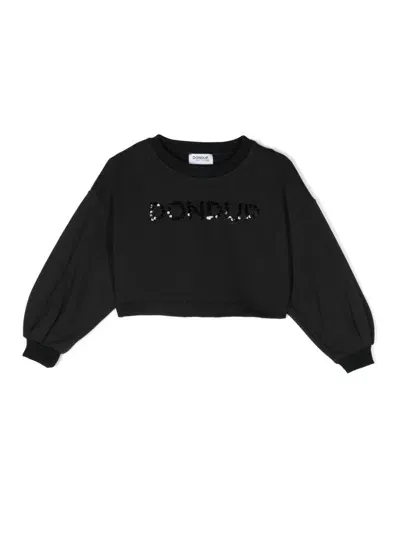 Dondup Kids' Sequin-logo Sweatshirt In Black