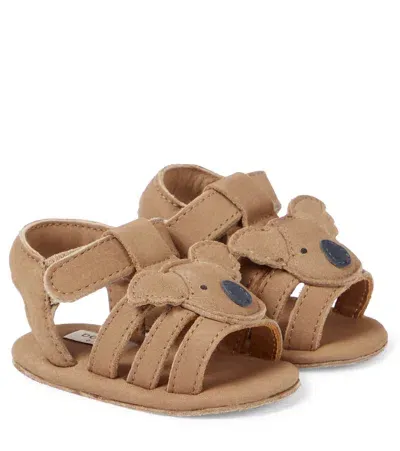 Donsje Baby Diedan Koala Leather Sandals In Animal Print