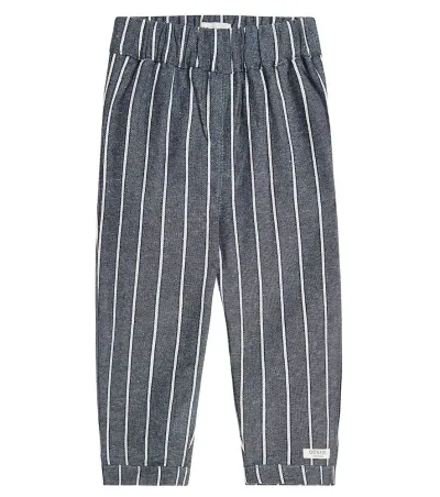 Donsje Baby Mink Striped Cotton And Linen Pants In Night Blue Melange