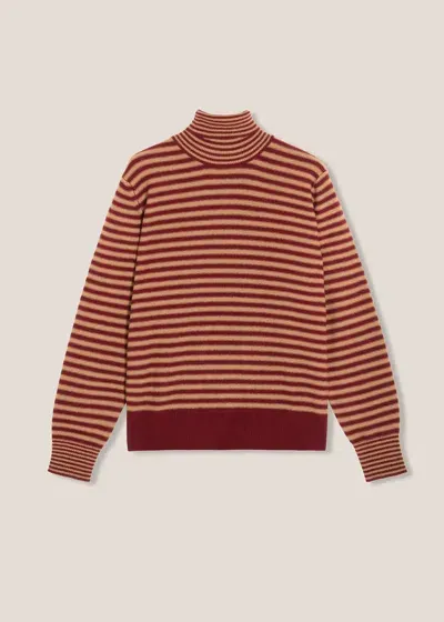 Doppiaa Aaitor Burgundy Wool Striped Turtleneck