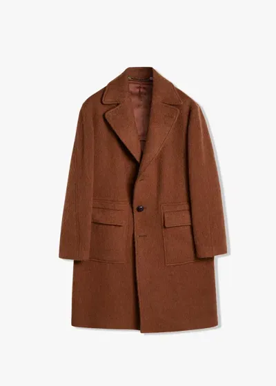 Doppiaa Aamburgo Shetland Wool Coat In Brown