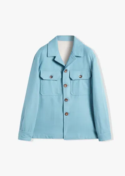 Doppiaa Aamenofi Light Blue Cotton Jacket With Frontal Pockets