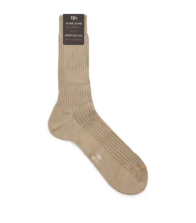 Dore Dore Cotton Rib-knit Socks In Beige