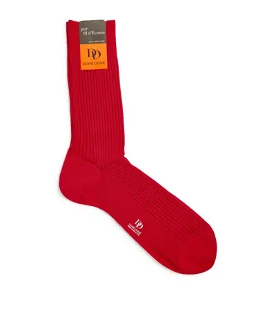 Dore Dore Cotton Rib-knit Socks In Red