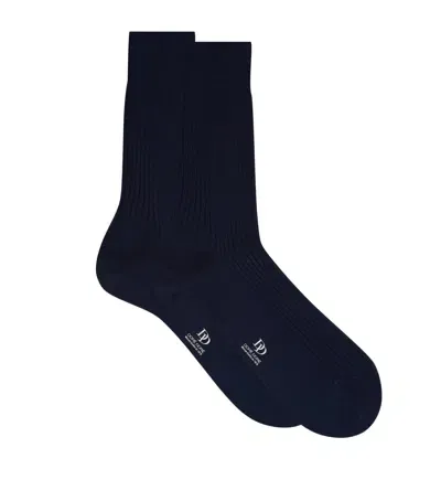 Dore Dore Ribbed Cotton Socks In Blue