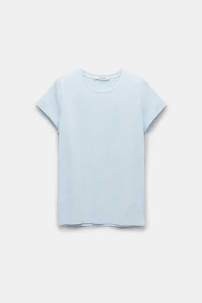 Dorothee Schumacher Round Neck Stretch Cotton T-shirt In Blue