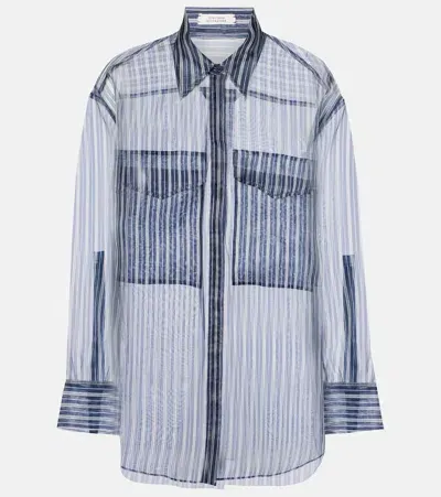 Dorothee Schumacher Striped Silk Organza Blouse In Blue