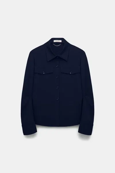 Dorothee Schumacher Tailored Shirt-jacket In Punto Milano In Blue