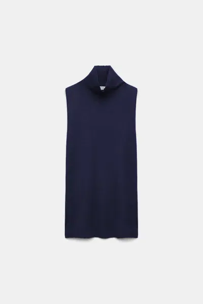 Dorothee Schumacher Wool-cashmere Sleeveless Turtleneck In Blue