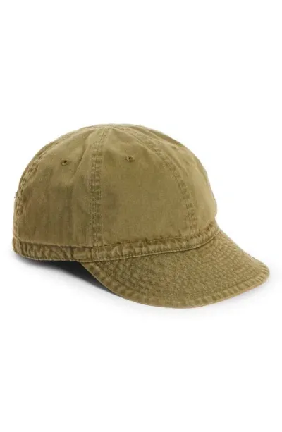 Double Rl Fitted Cotton Herringbone Baseball Cap In Olive Drab