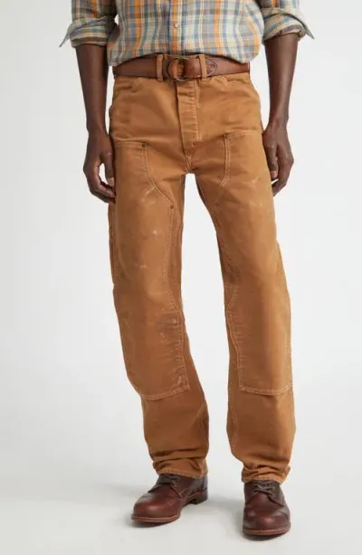 Double Rl Hamilton Distressed Carpenter Pants In Khaki