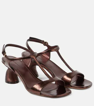 Dries Van Noten 65 Metallic Leather Slingback Sandals