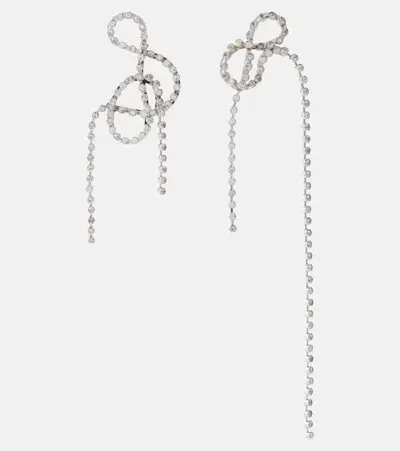 Dries Van Noten Asymmetrical Crystal-embellished Earrings In Metallic