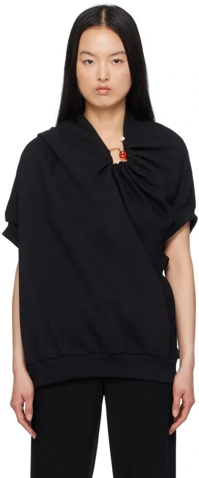 Dries Van Noten Black Draped Sweatshirt In 900 Black