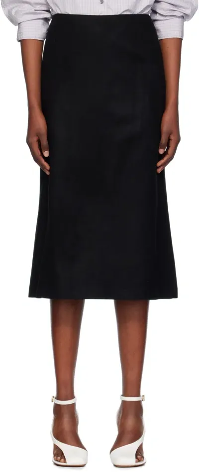 Dries Van Noten Black Wool Tailored Midi Skirt In 900 Black