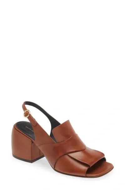 Dries Van Noten Block Heel Slingback Sandal In Tan