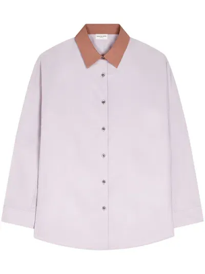 Dries Van Noten Contrasting Collar Shirt In Purple