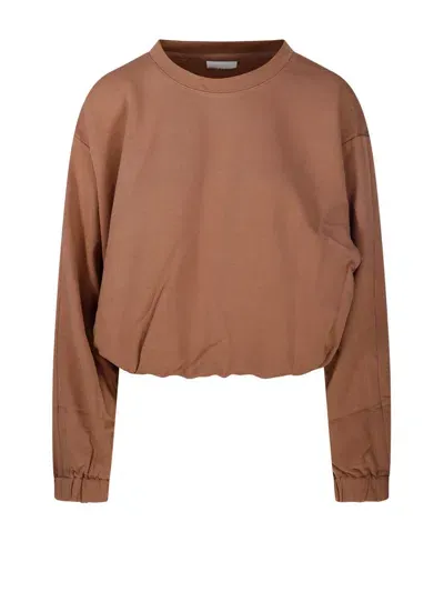 Dries Van Noten Crewneck Elasticated Hem Sweatshirt In Brown