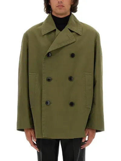 Dries Van Noten Double-breasted Coat In Military Green