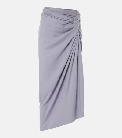 Dries Van Noten Gathered Cotton Jersey Midi Skirt In Purple