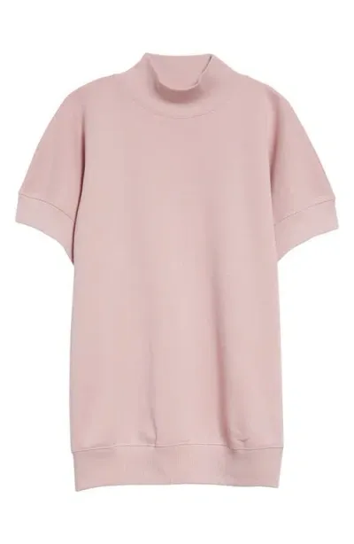 Dries Van Noten Halovar Short Sleeve Mock Neck Cotton Sweater In Lpink