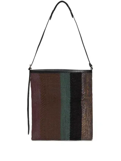 Dries Van Noten Hand-woven Striped Tote Bag In Brown