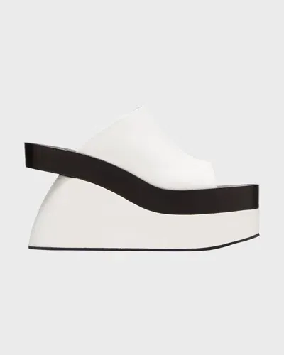 Dries Van Noten Leather Wedges In White