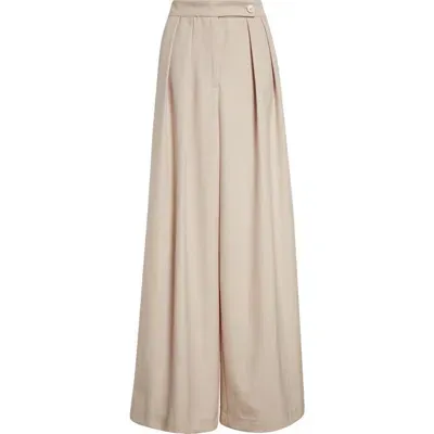 Dries Van Noten Pamplona Pleated Wool Gabardine Wide Leg Pants In Ecru