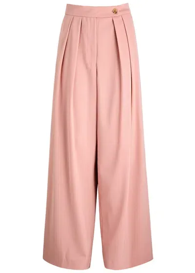 Dries Van Noten Pamplona Wide-leg Wool Trousers In Pink