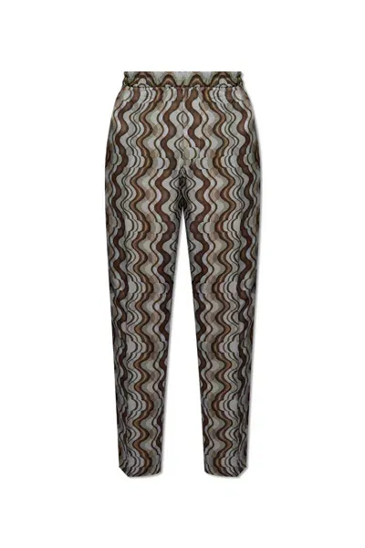 Dries Van Noten Patterned Pleat-front Trousers In Burgundy