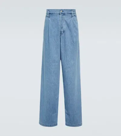 Dries Van Noten Pleated High-rise Wide-leg Jeans In Blue