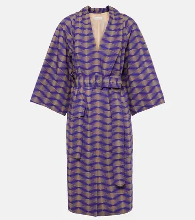 Dries Van Noten Printed Cotton Poplin Minidress In Purple