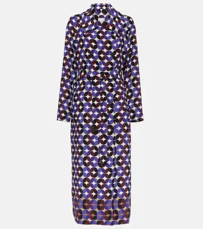 Dries Van Noten Printed Double-breasted Coat In Purple