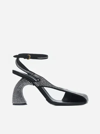 Dries Van Noten Crystal Sandals In Black