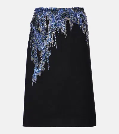 Dries Van Noten Sequined Wool-blend Midi Skirt In Black